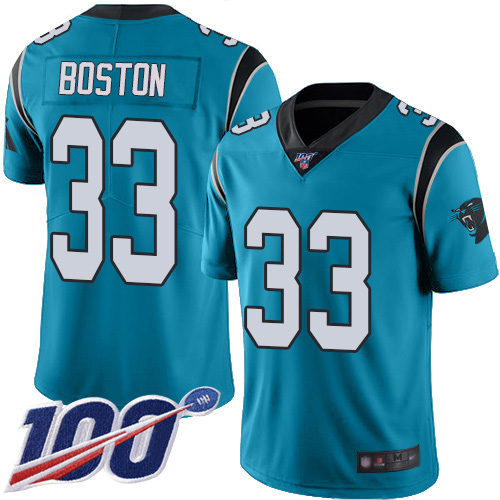 Carolina Panthers Limited Blue Youth Tre Boston Jersey NFL Football #33 100th Season Rush Vapor Untouchable
